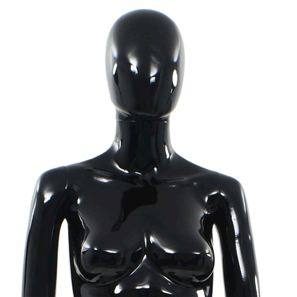 vidaXL Full Body Female Mannequin with Glass Base Glossy Black 68.9", 142929. Picture 7