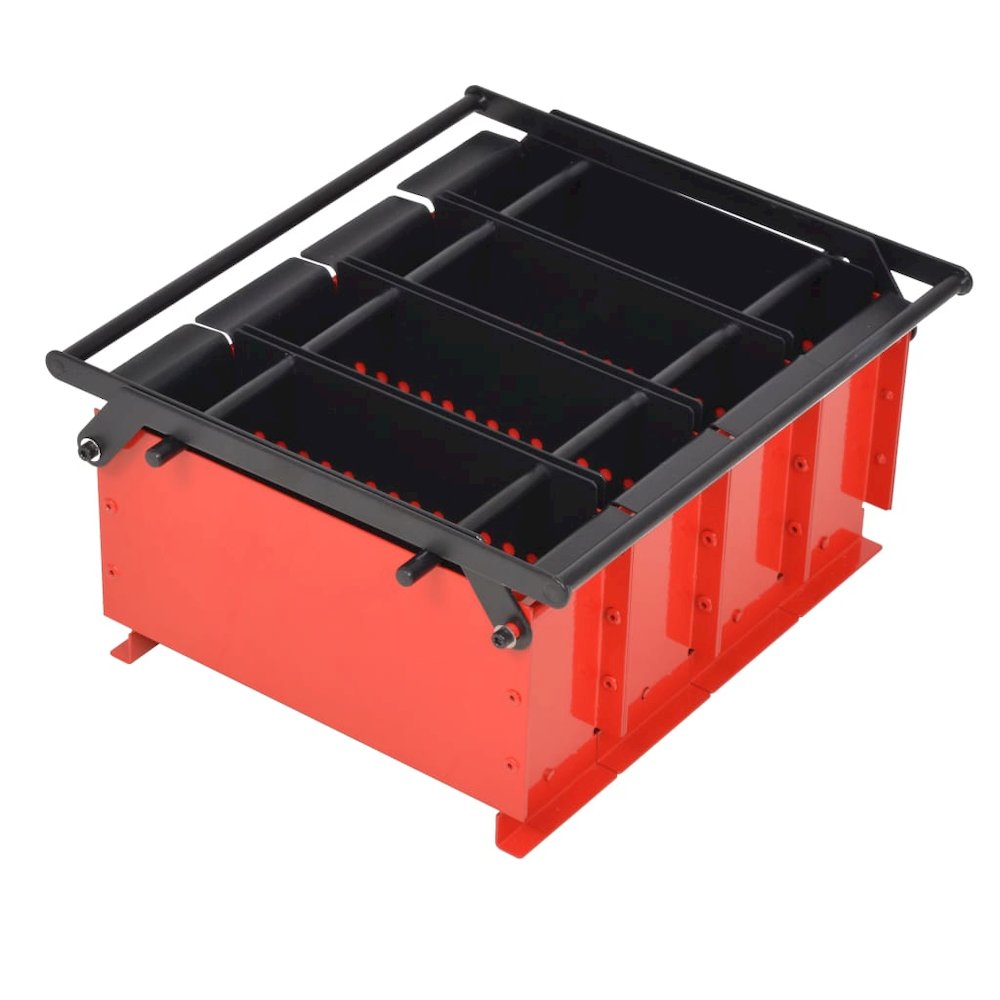 vidaXL Paper Log Briquette Maker Steel 15"x12.2"x7.1" Black and Red, 142922. Picture 1