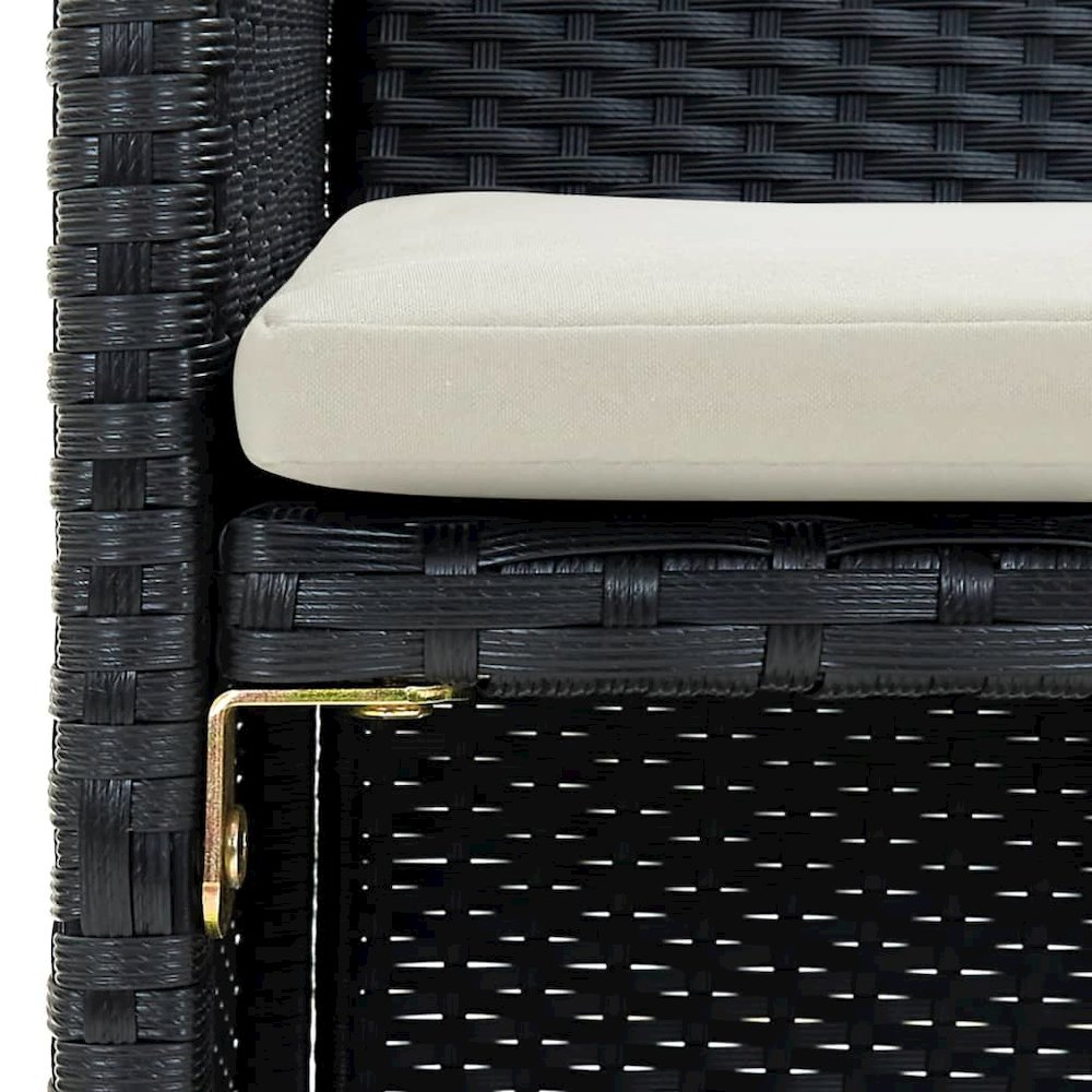 2-seater Sofa Black Poly Rattan, Powder-Coated Steel, Polyester. Picture 3