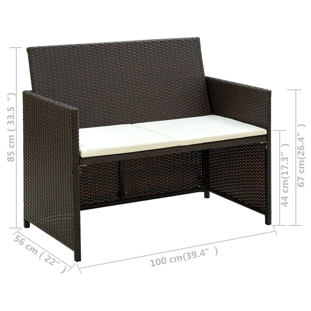 2-seater Sofa Brown PE (polyethylene) rattan 2-Seater Lightweight. Picture 4