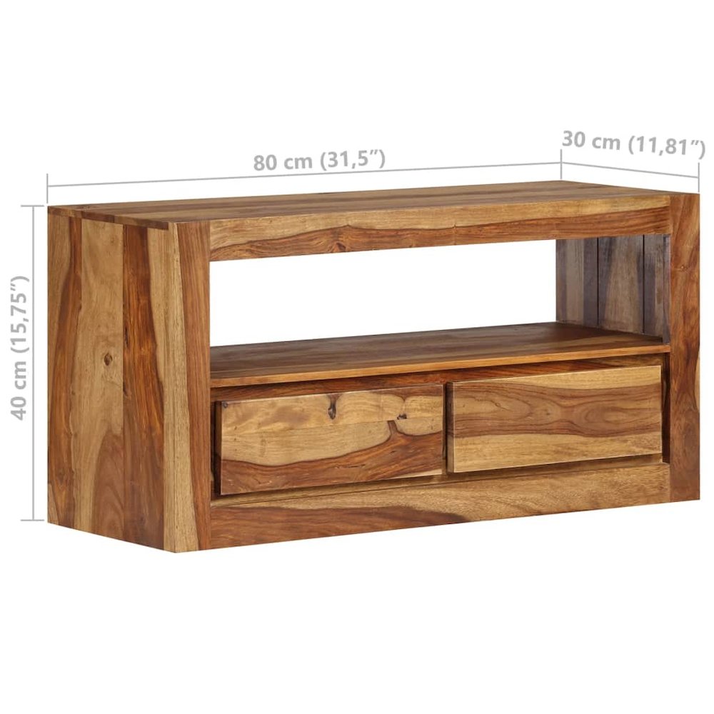 Rustic TV Unit Solid Sheesham 31.5 x 11.8 x 15.7 in TV Stand. Picture 11
