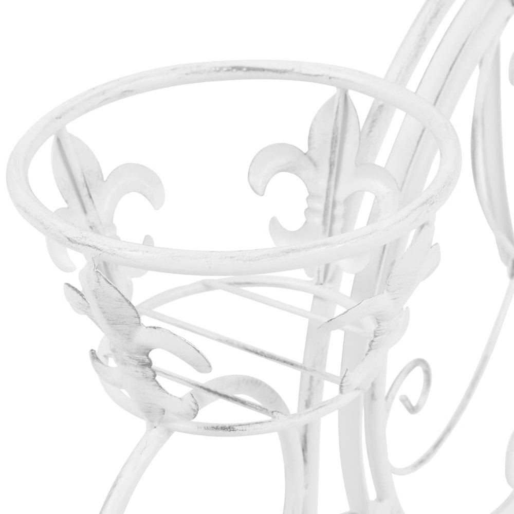Plant Stand Antique white Metal Medium Decorative Inlays. Picture 6