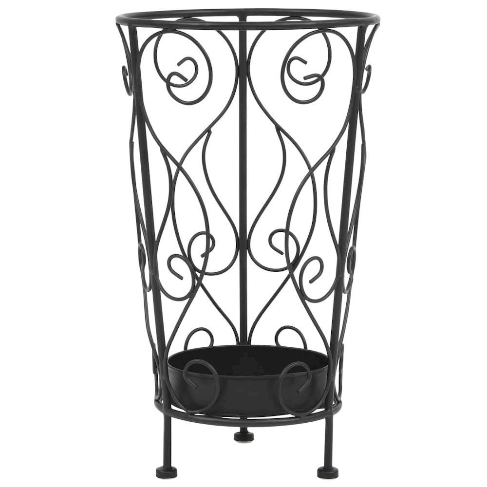 Umbrella Stand Black Metal Medium Decorative Inlays. Picture 1
