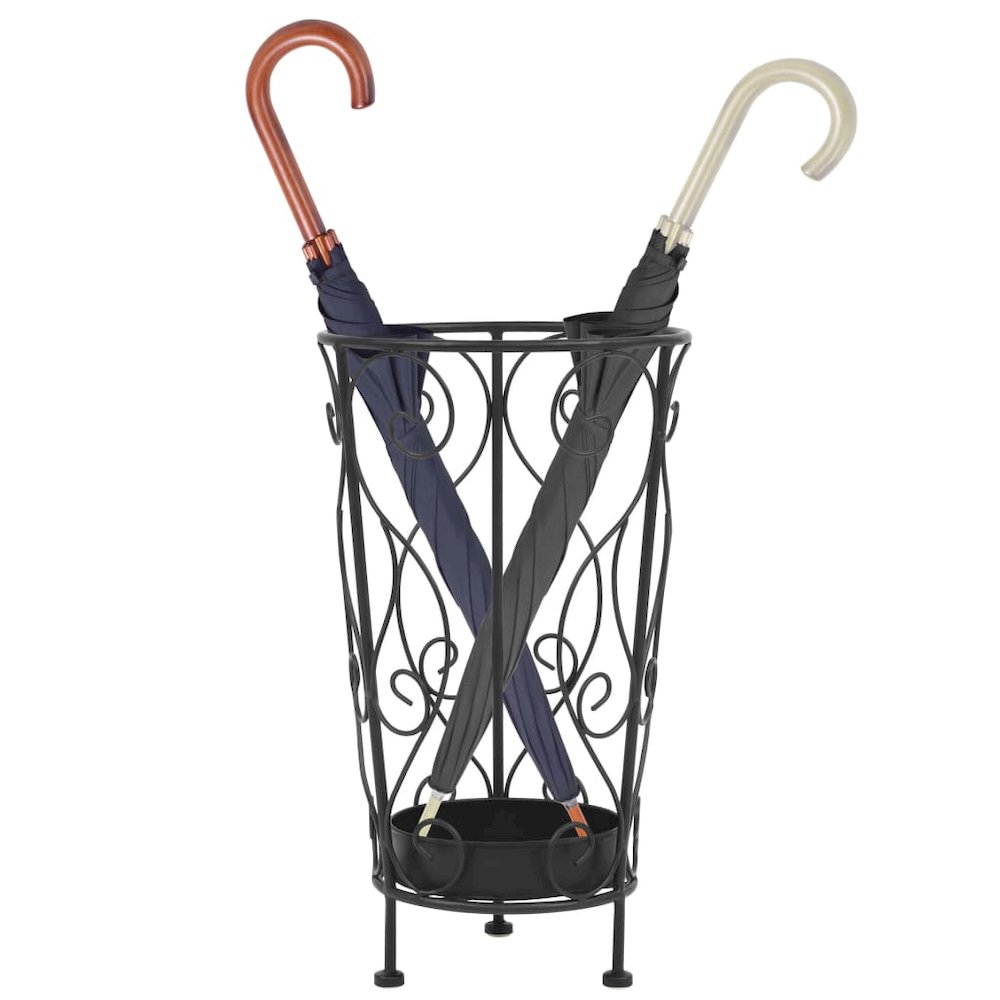 Umbrella Stand Black Metal Medium Decorative Inlays. Picture 3