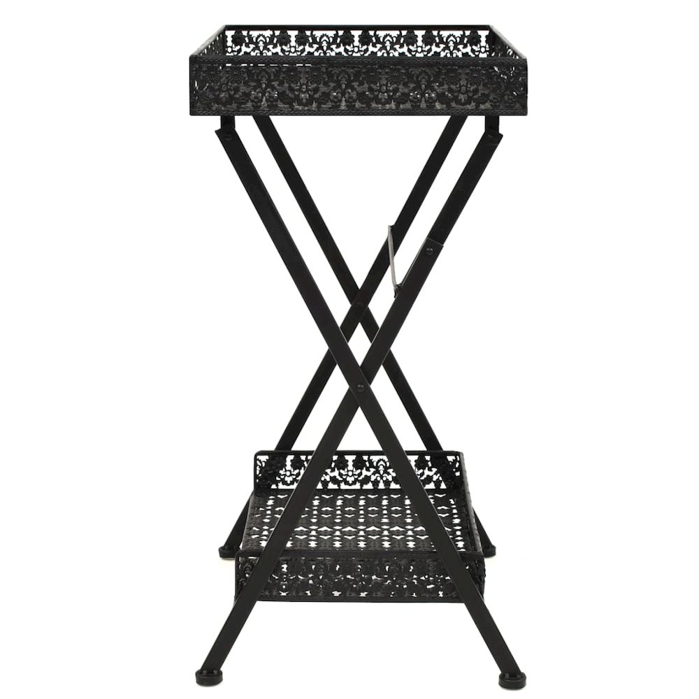 vidaXL Folding Tea Table Vintage Style Metal 22.8"x13.8"x28.3" Black, 245941. Picture 3