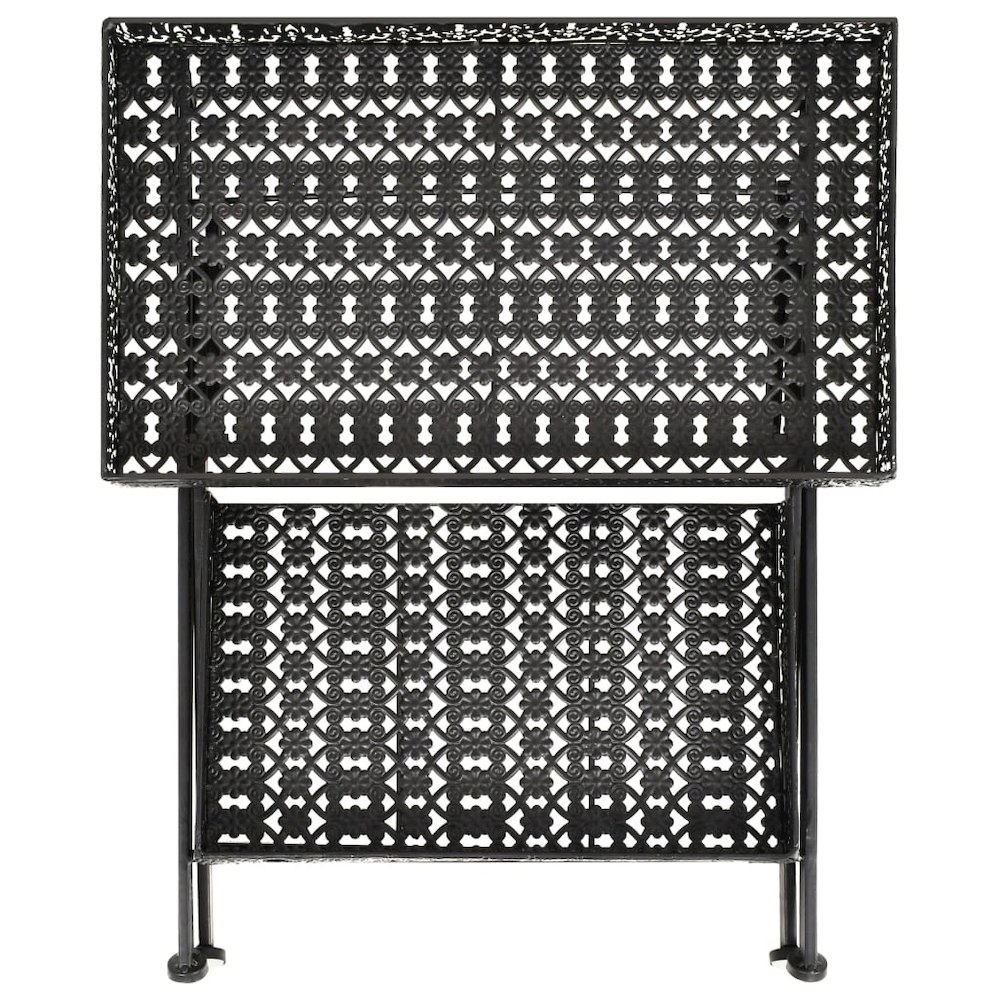 vidaXL Folding Tea Table Vintage Style Metal 22.8"x13.8"x28.3" Black, 245941. Picture 4