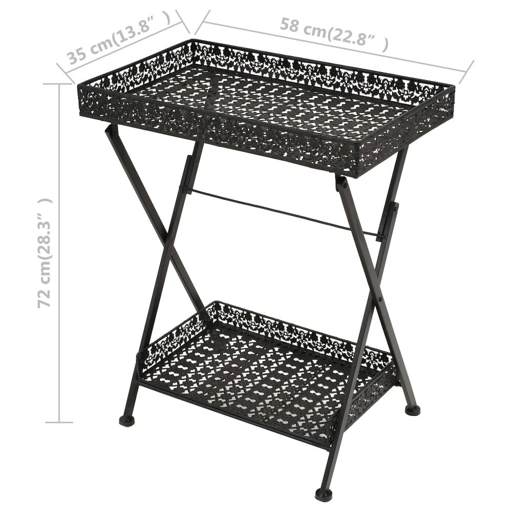 vidaXL Folding Tea Table Vintage Style Metal 22.8"x13.8"x28.3" Black, 245941. Picture 9