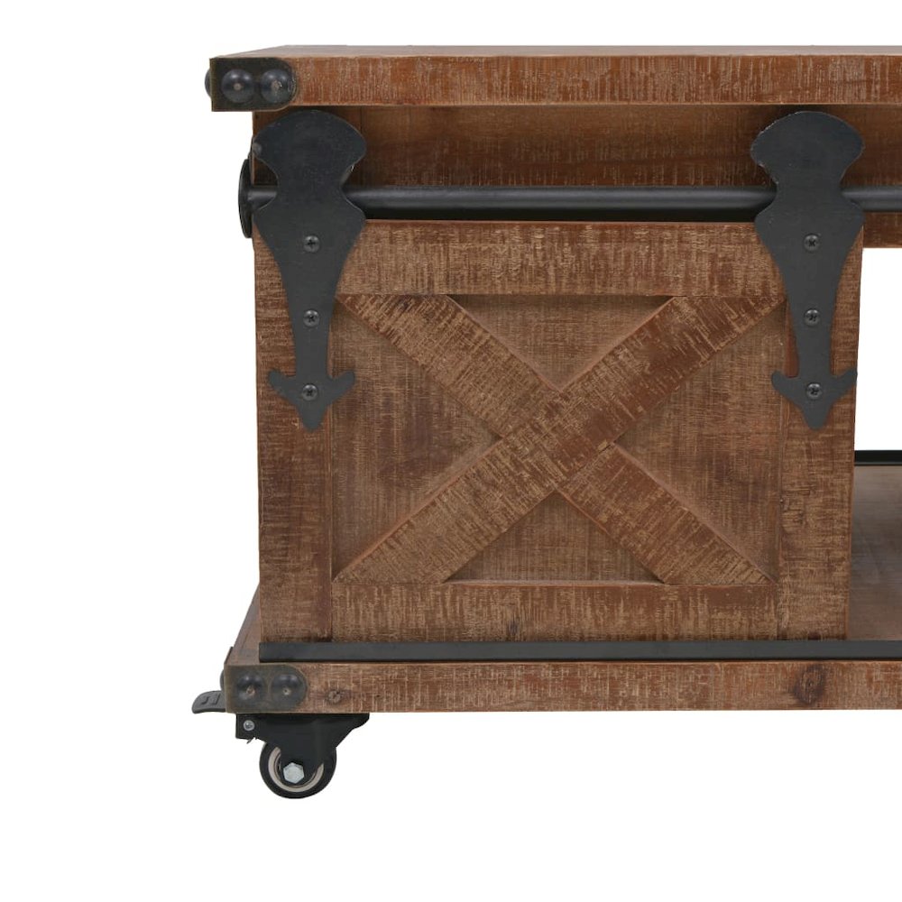 Coffee Table Brown Solid fir wood, MDF, steel 35.8 x 20.1 x 15.0 in. Picture 7