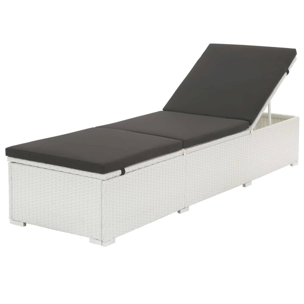 Sunlounger Set White and Black PE rattan. Picture 1