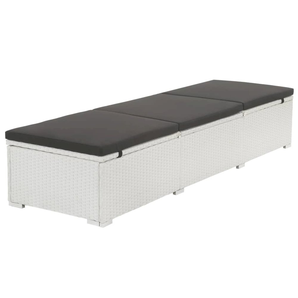 Sunlounger Set White and Black PE rattan. Picture 2