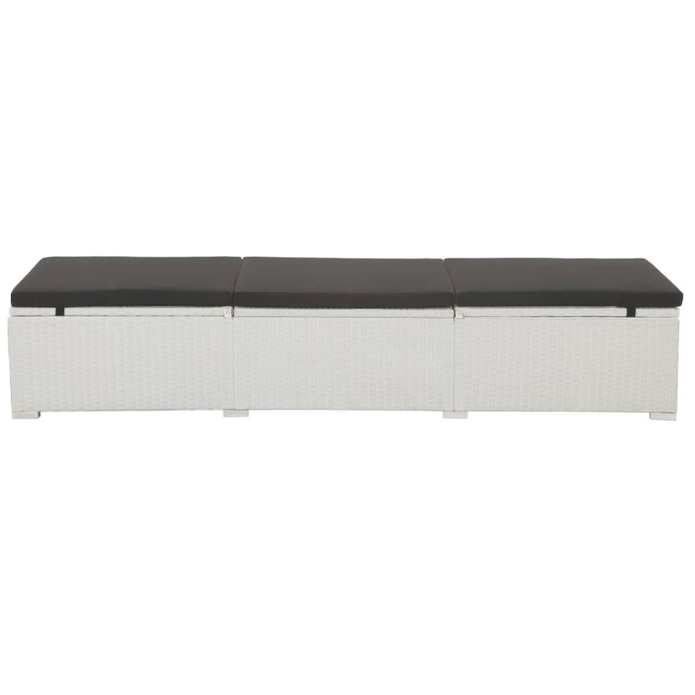Sunlounger Set White and Black PE rattan. Picture 3