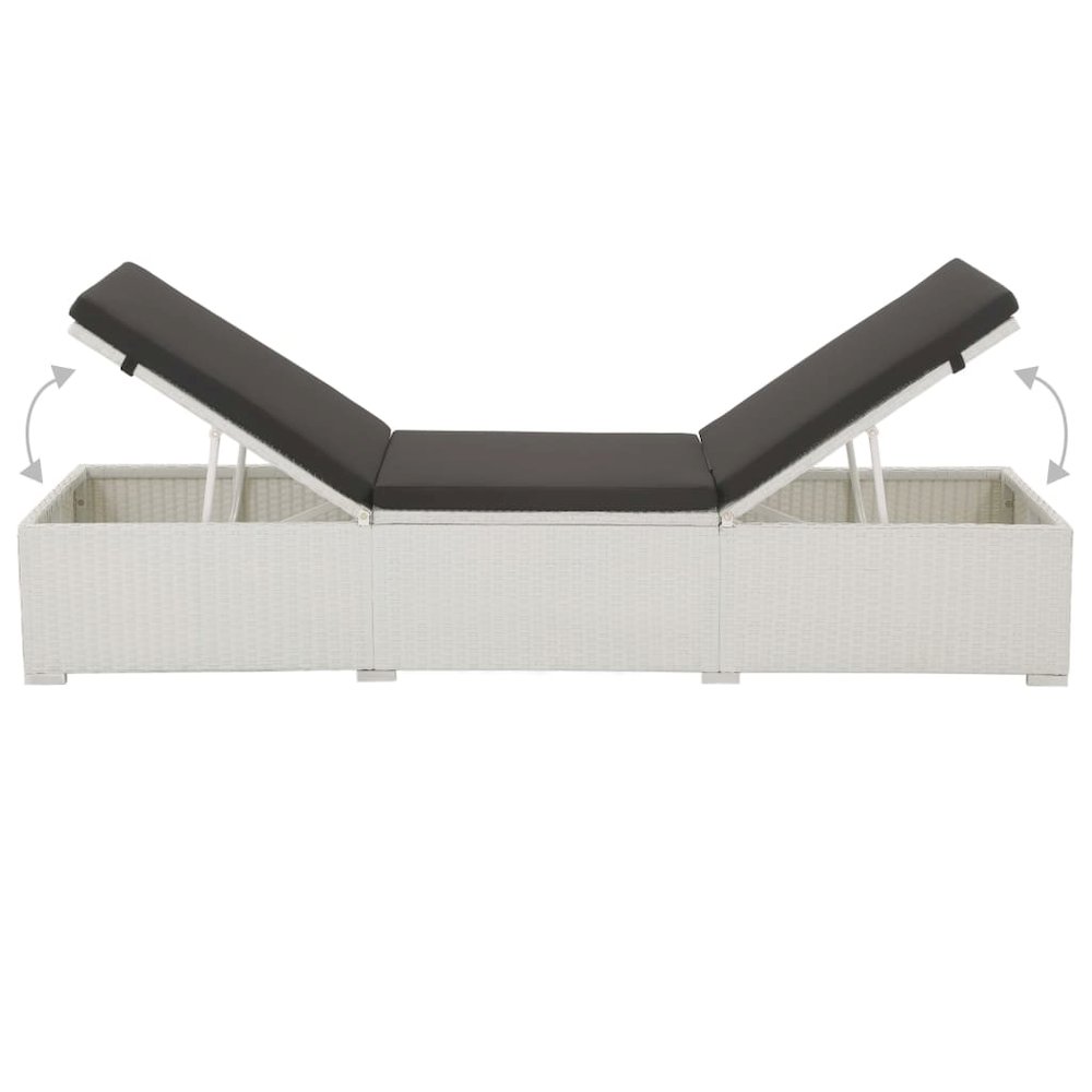 Sunlounger Set White and Black PE rattan. Picture 4