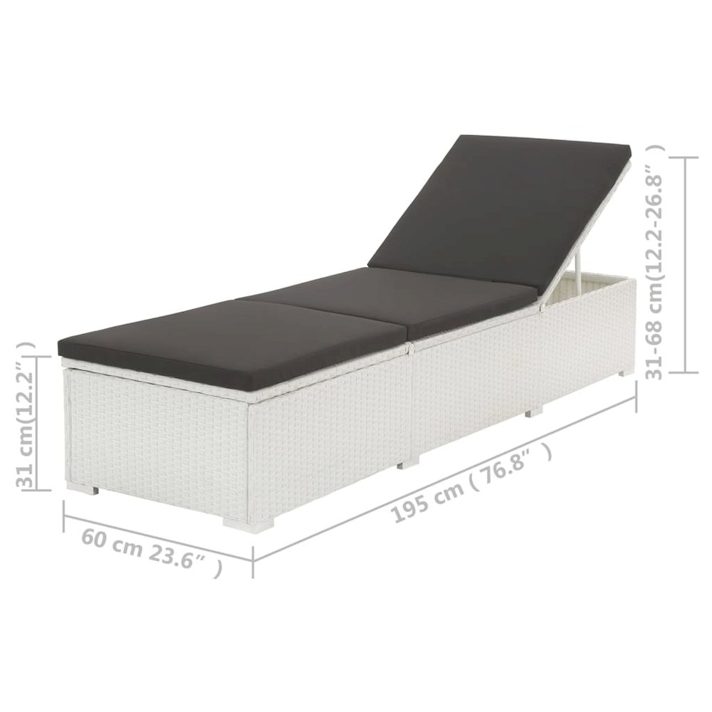 Sunlounger Set White and Black PE rattan. Picture 6