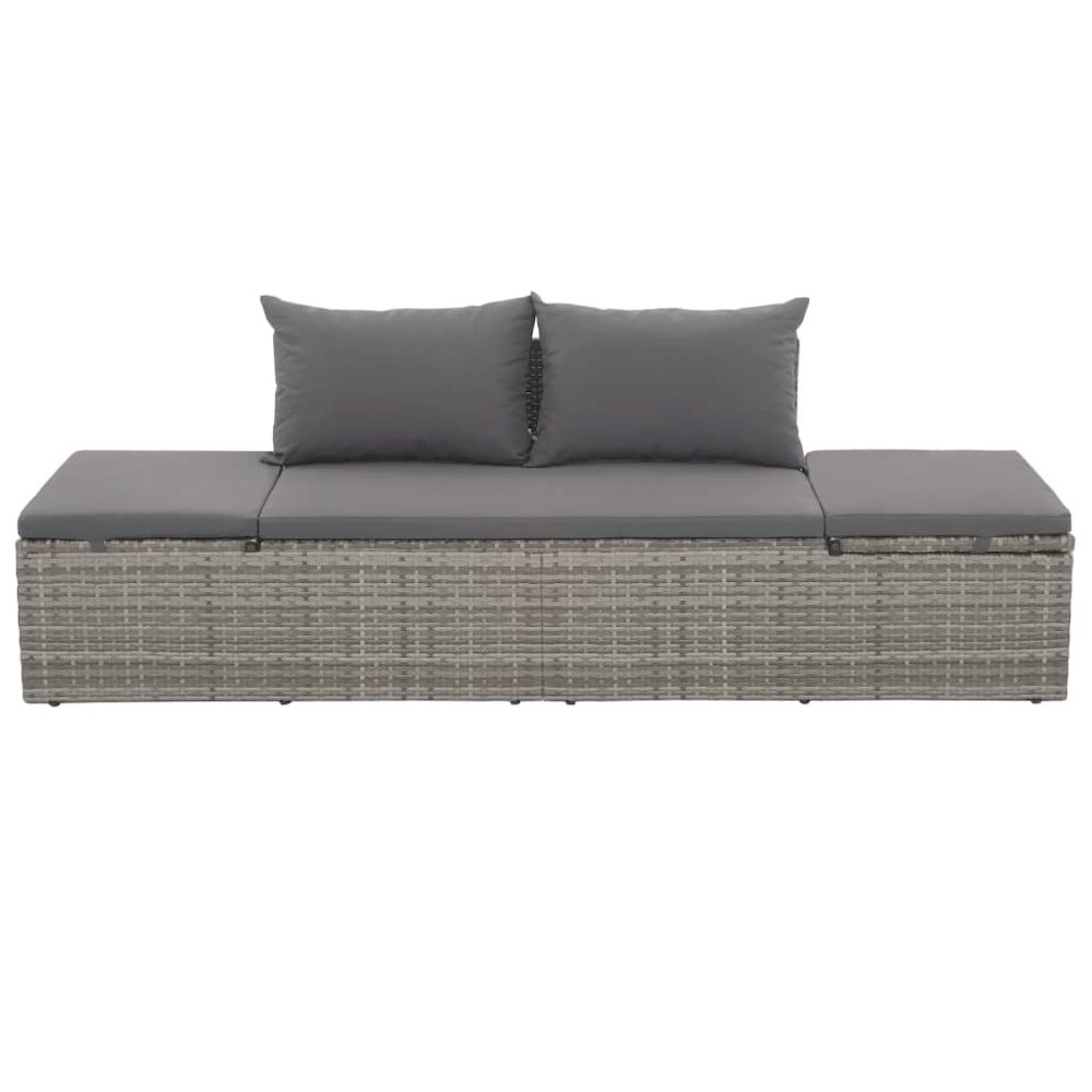 Lounge Bed Gray and dark gray Polyethylene rattan. Picture 3