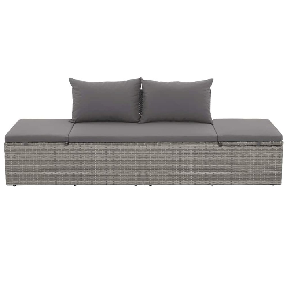 Lounge Bed Gray and dark gray Polyethylene rattan. Picture 5