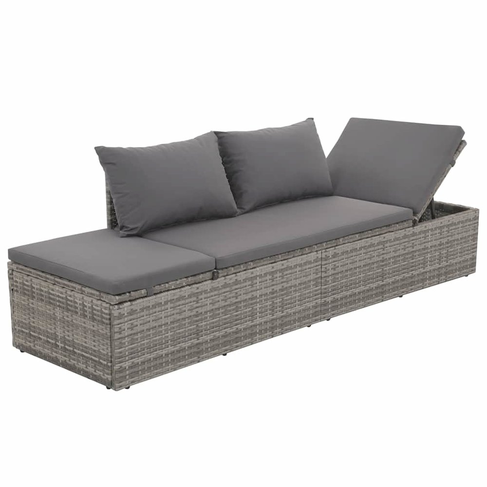 Lounge Bed Gray and dark gray Polyethylene rattan. Picture 6