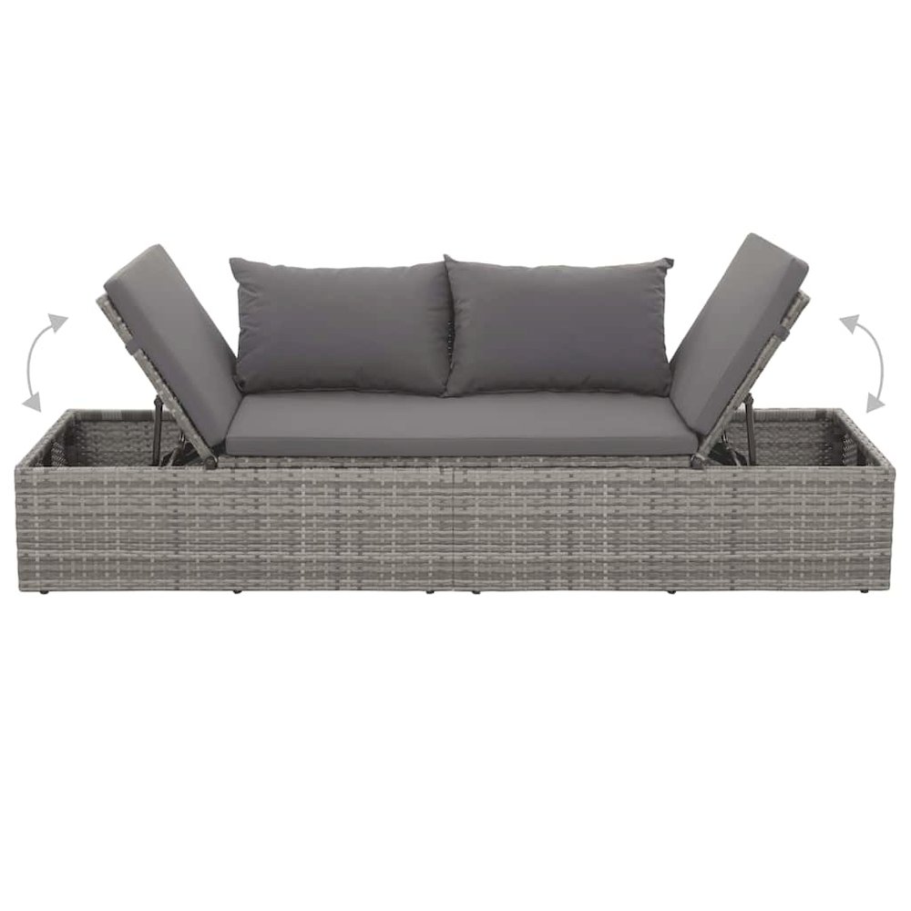 Lounge Bed Gray and dark gray Polyethylene rattan. Picture 7