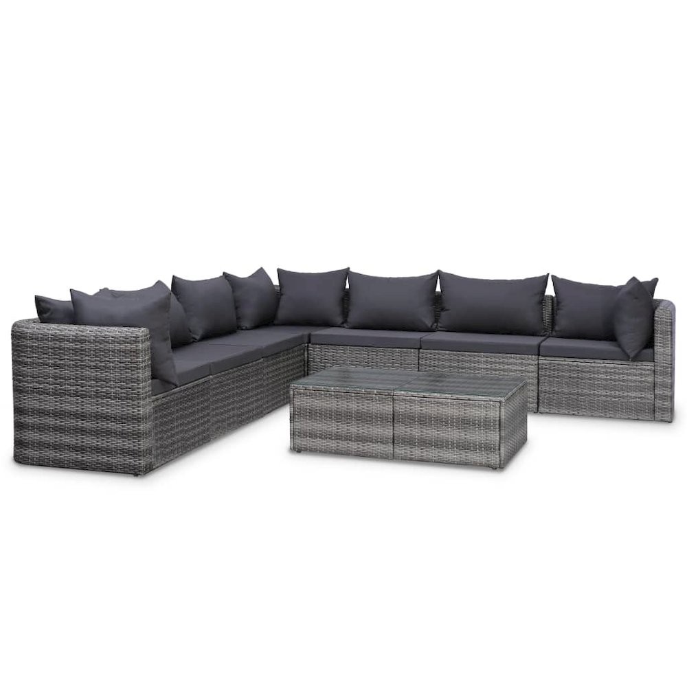 Sofa Set Grey Poly rattan Medium Modular Outdoor Sofa Set. Picture 1