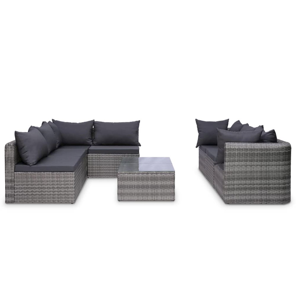 Sofa Set Grey Poly rattan Medium Modular Outdoor Sofa Set. Picture 3