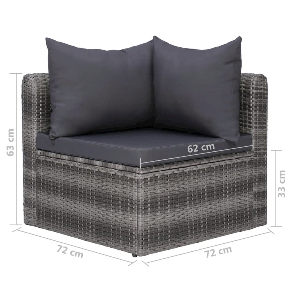 Sofa Set Grey Poly rattan Medium Modular Outdoor Sofa Set. Picture 8