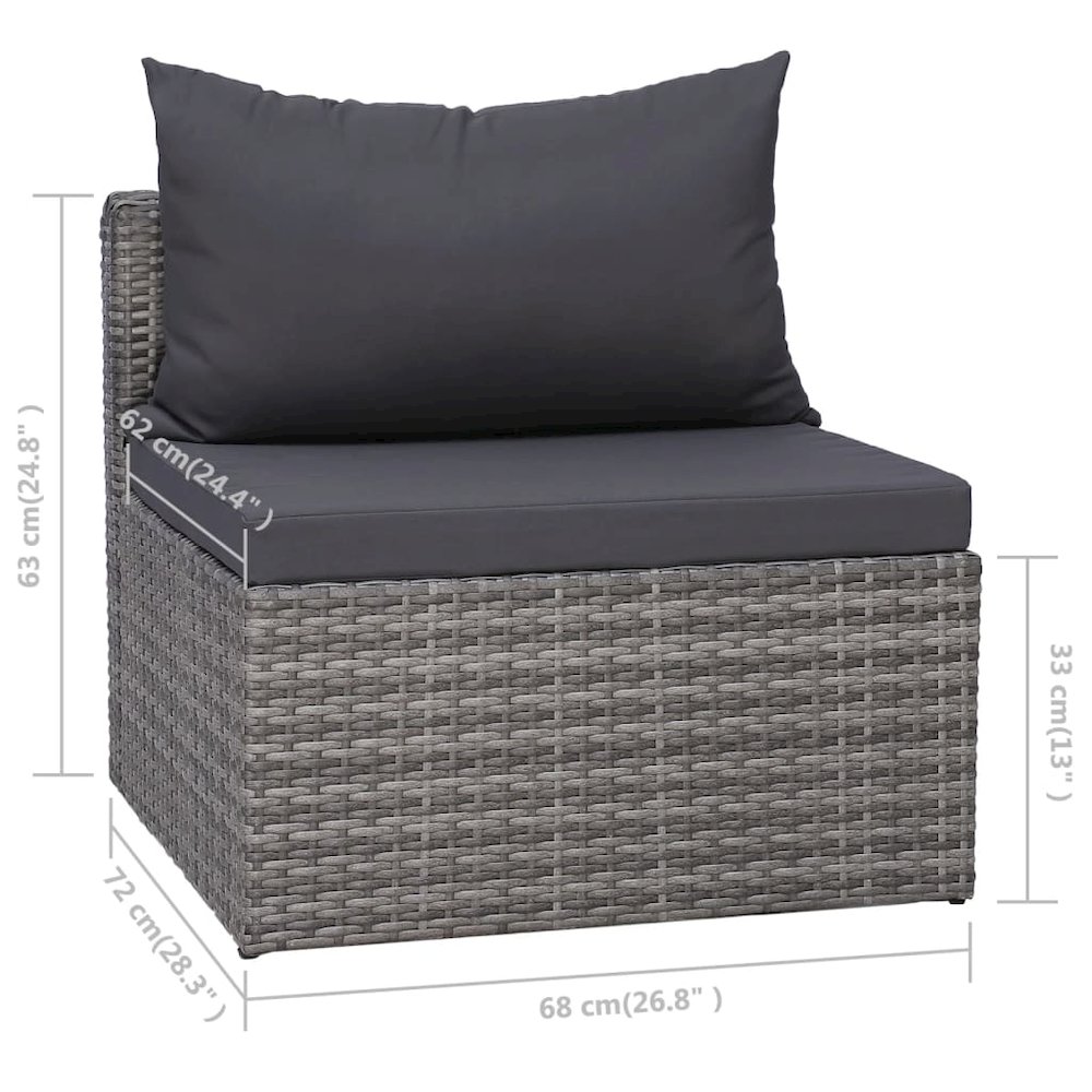 Sofa Set Grey Poly rattan Medium Modular Outdoor Sofa Set. Picture 9