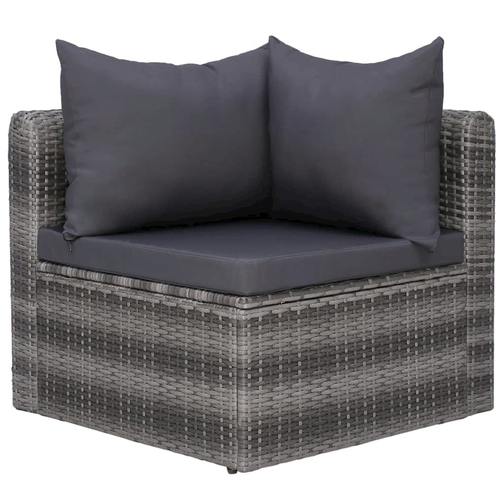 Sofa Set Grey Poly rattan, powder-coated steel, glass, polyester. Picture 4