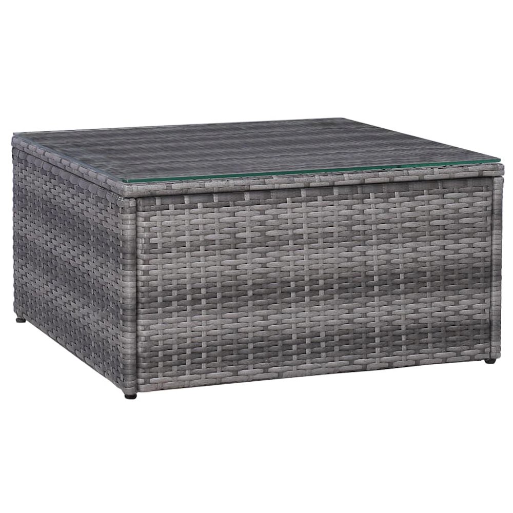 Sofa Set Grey Poly rattan, powder-coated steel, glass, polyester. Picture 7