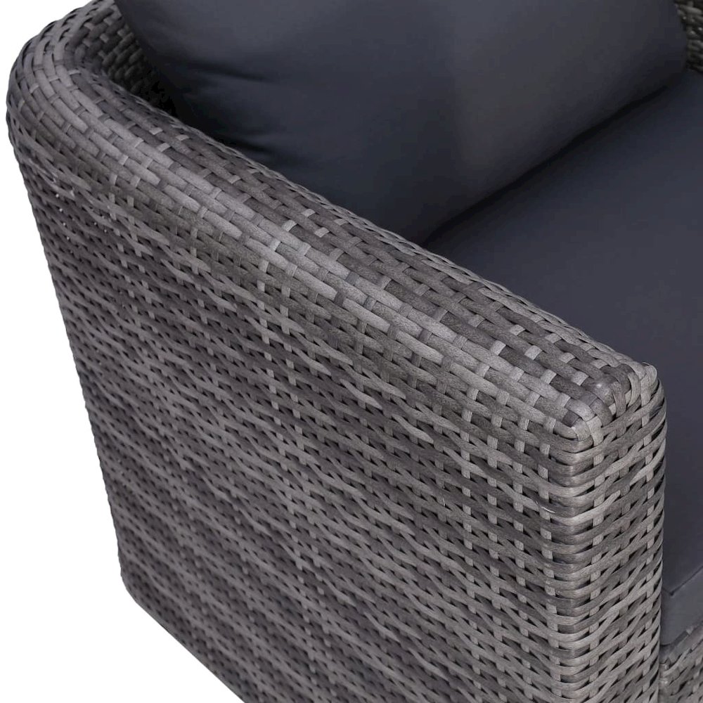 Sofa Set Grey Poly rattan, powder-coated steel, glass, polyester. Picture 8