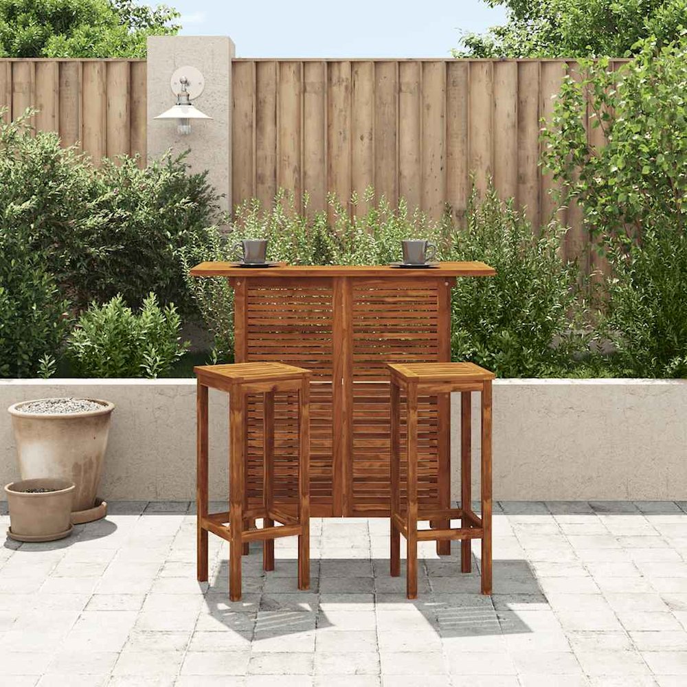 Bar Table Warm Brown Solid Acacia Wood 43.3x19.7x41.3 in. Picture 3