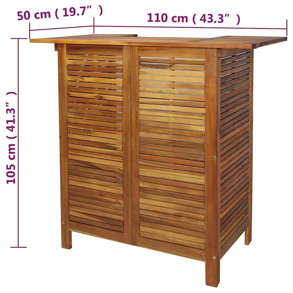 Bar Table Warm Brown Solid Acacia Wood 43.3x19.7x41.3 in. Picture 12