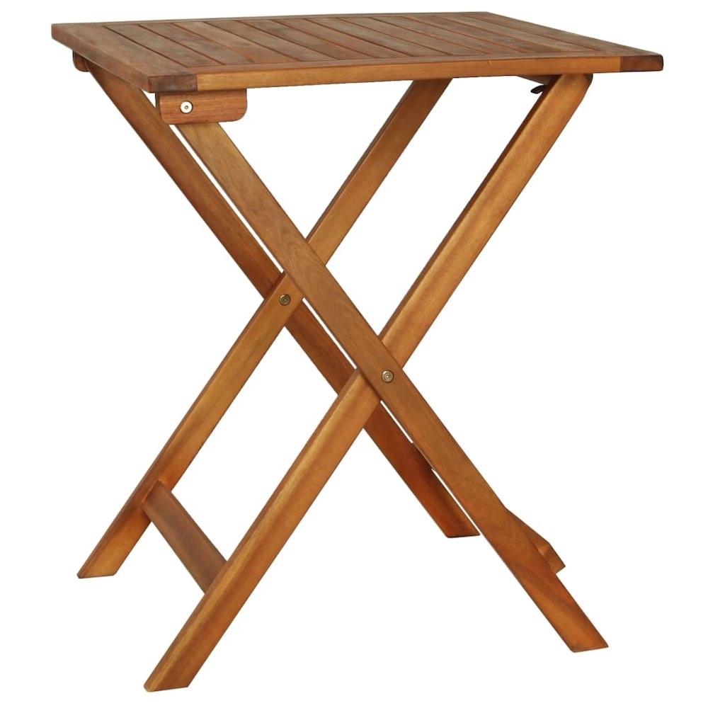 Bistro Set Warm Wood Tone Solid Acacia Wood Foldable Bistro Set. Picture 2