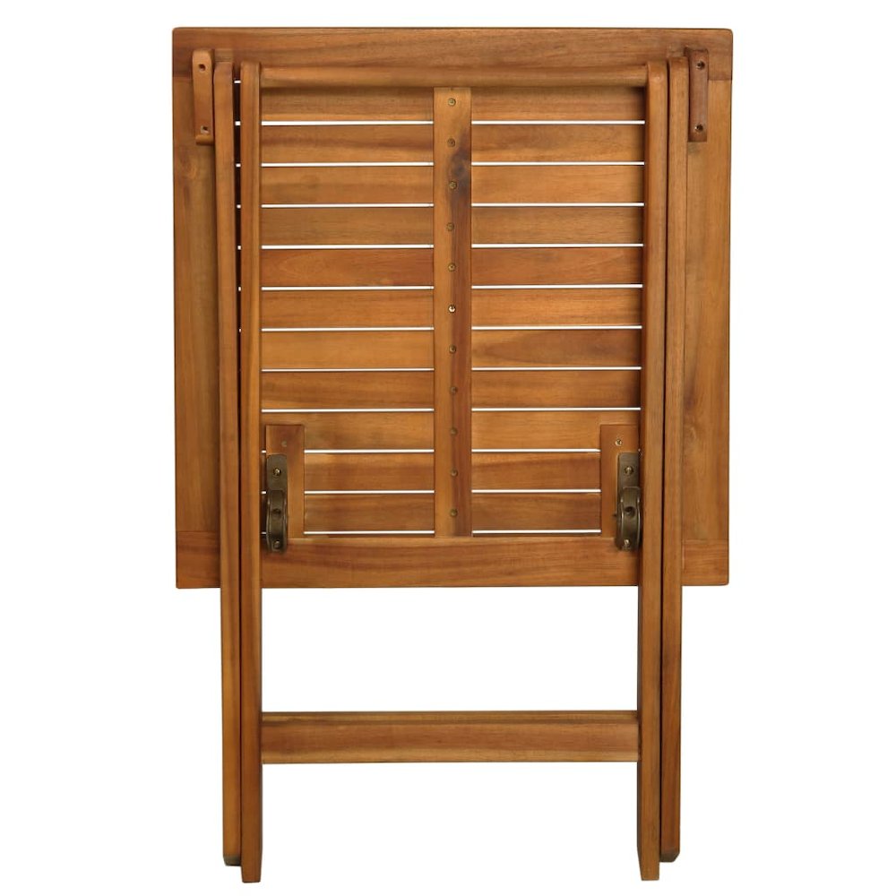 Bistro Set Warm Wood Tone Solid Acacia Wood Foldable Bistro Set. Picture 3