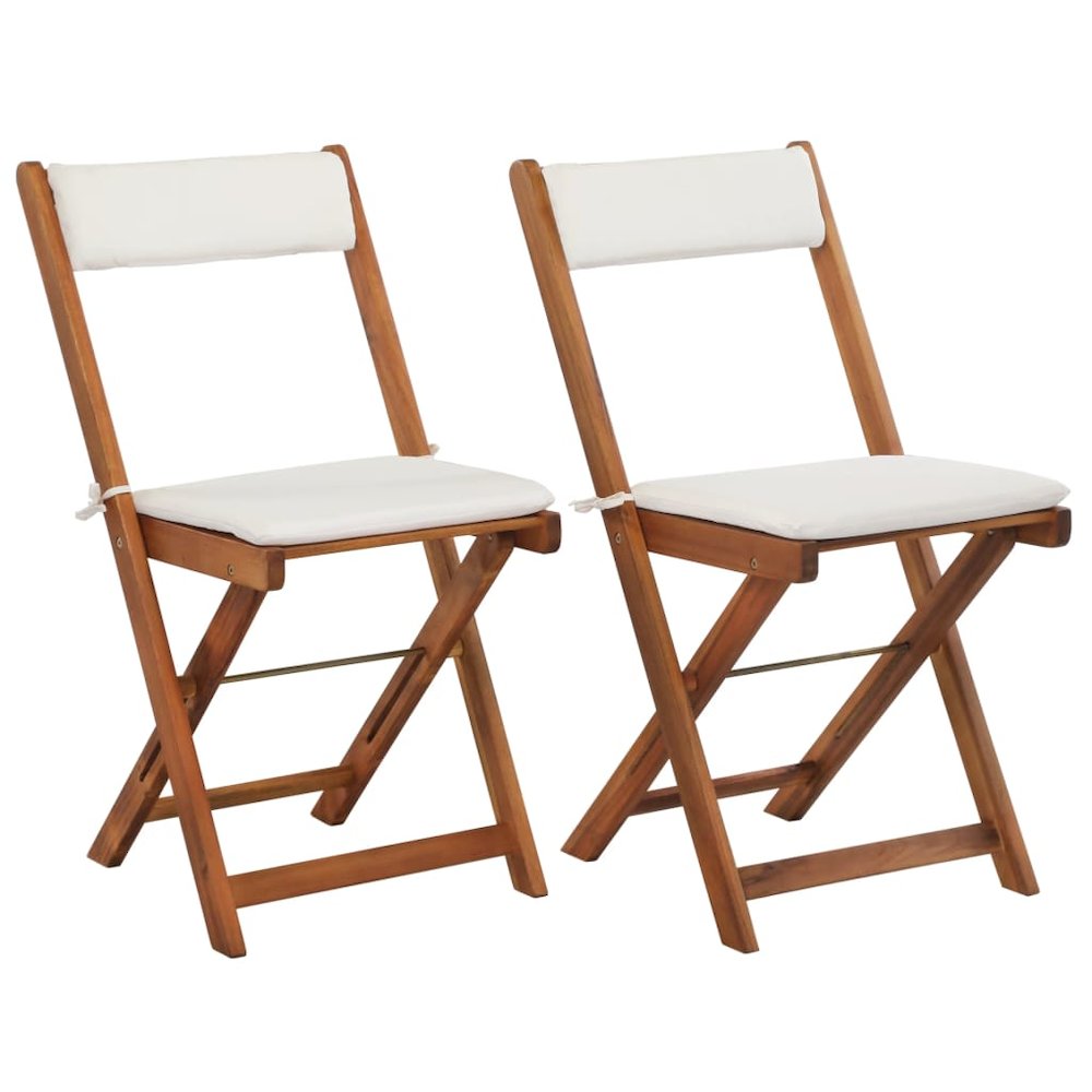 Bistro Set Warm Wood Tone Solid Acacia Wood Foldable Bistro Set. Picture 5