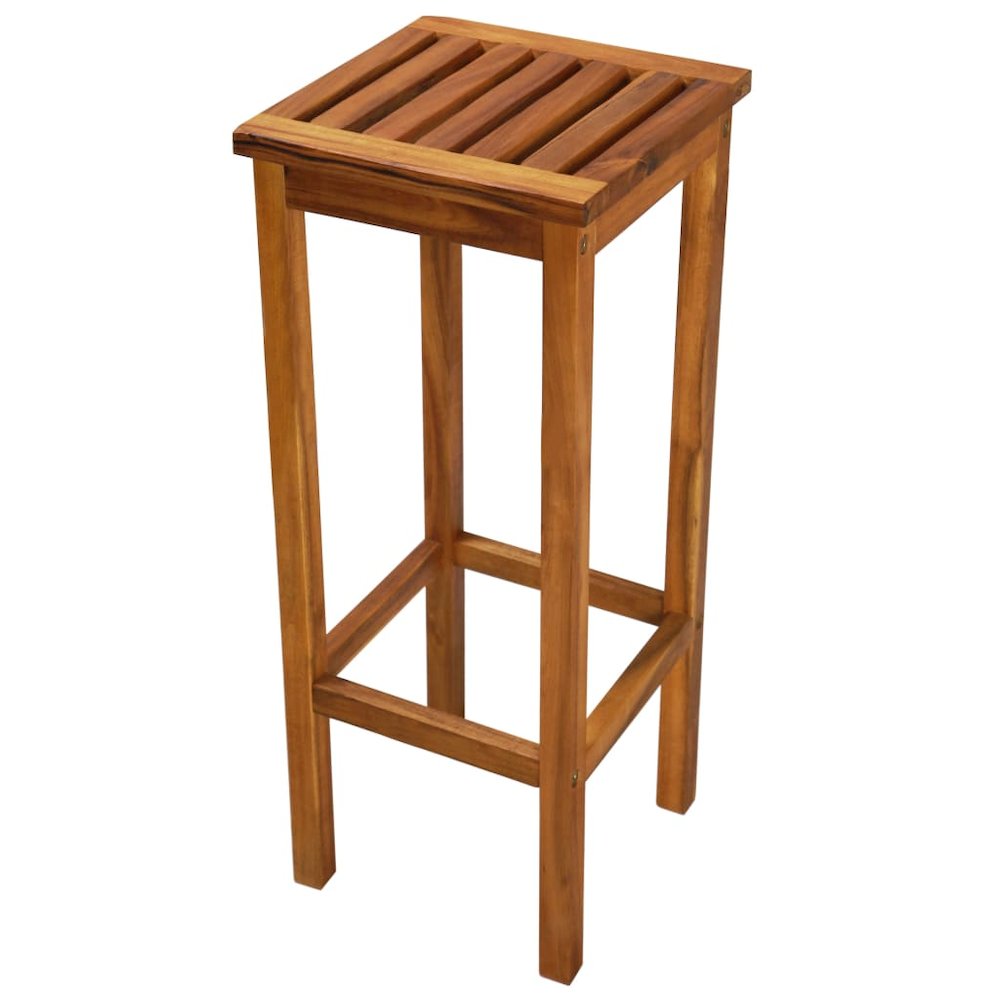 Bar Chair Set of 2 Natural wood Solid acacia wood Medium. Picture 5
