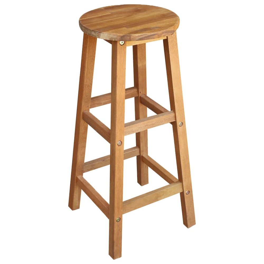 Bar Chair Set of 2 Natural Wood Solid acacia wood Medium. Picture 2
