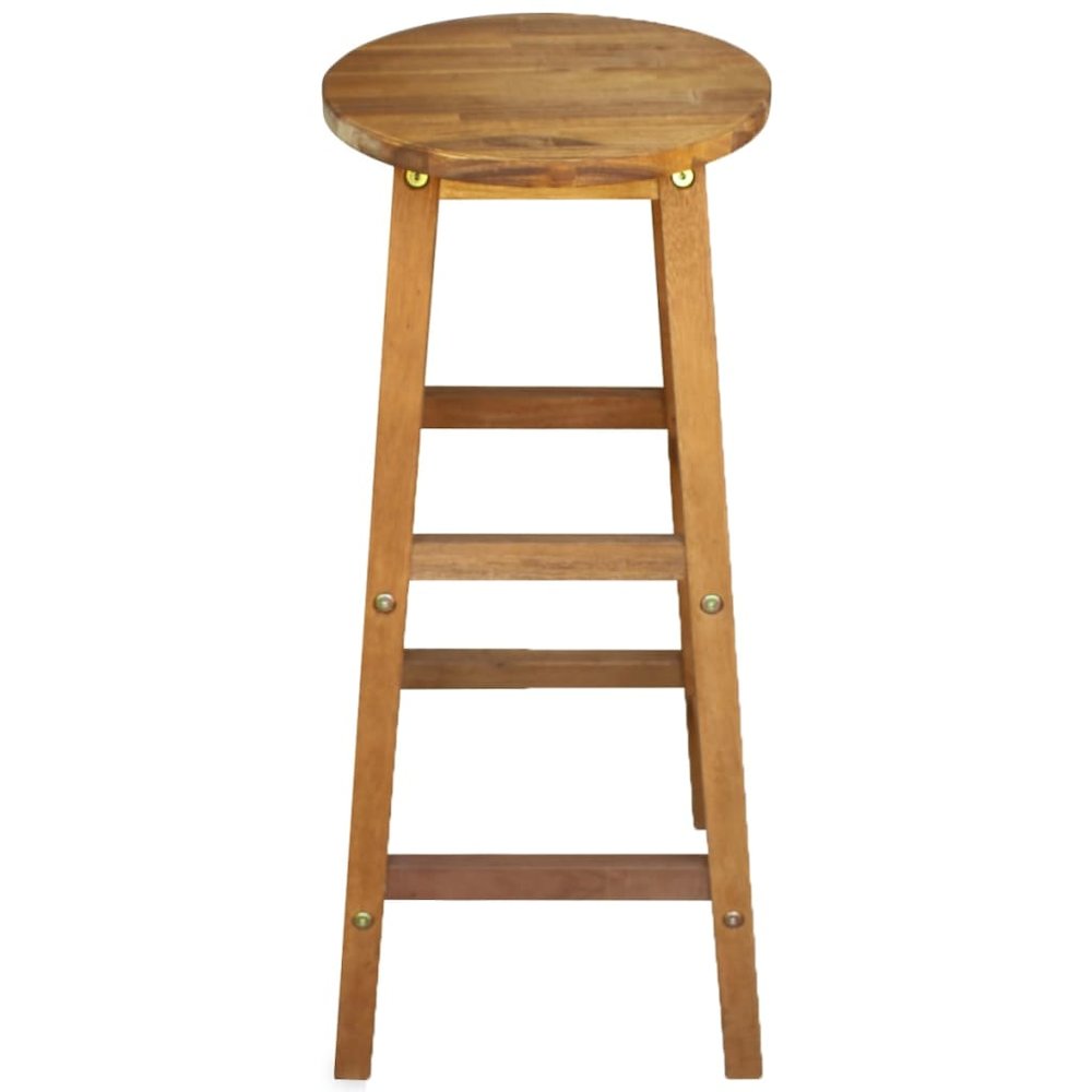 Bar Chair Set of 2 Natural Wood Solid acacia wood Medium. Picture 3