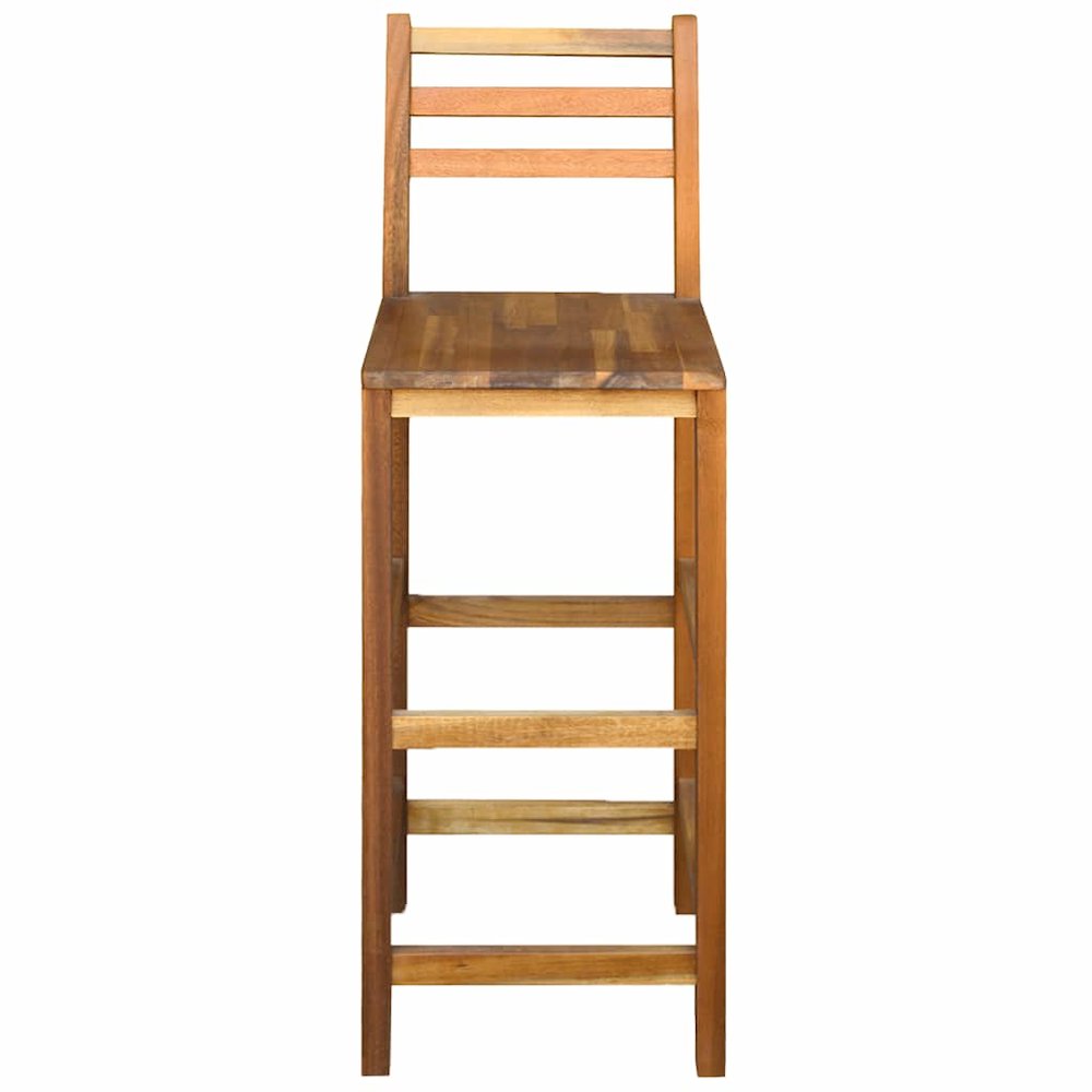 Bar Chair Set of 2 Natural Wood Solid Acacia Wood Large. Picture 5