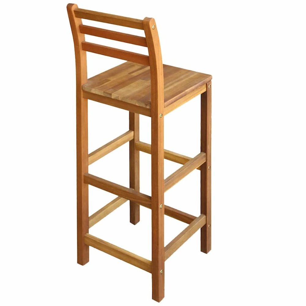 Bar Chair Set of 2 Natural Wood Solid Acacia Wood Large. Picture 6