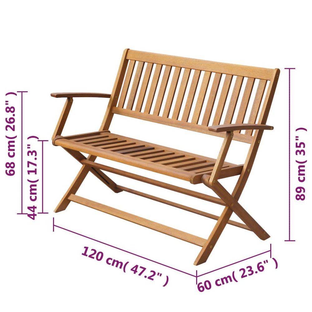 Garden Bench Natural Wood Brown Solid Acacia Wood Standard. Picture 4