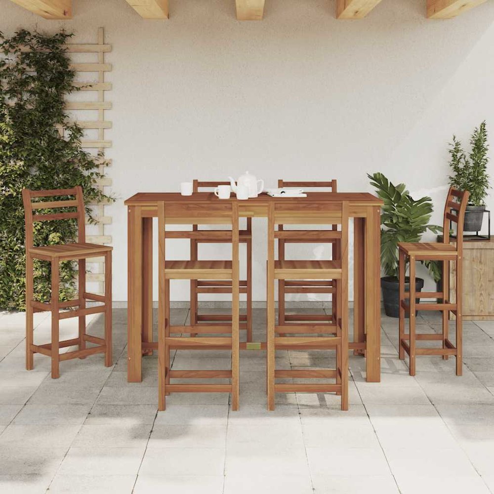 Bar Table Natural wood Solid acacia wood 59.1x27.6x41.3 in. Picture 3