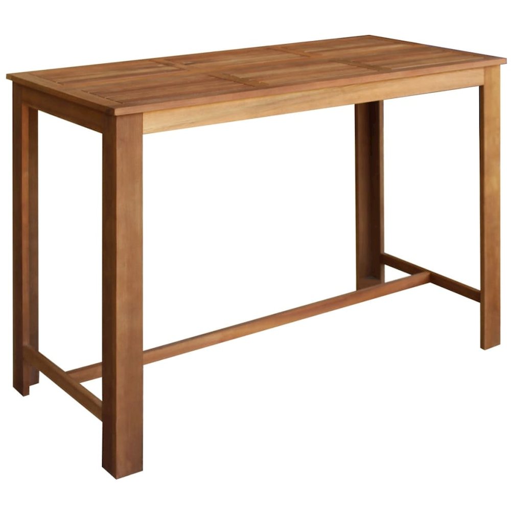 Bar Table And Stool Brown Solid acacia wood Large Footrest. Picture 2