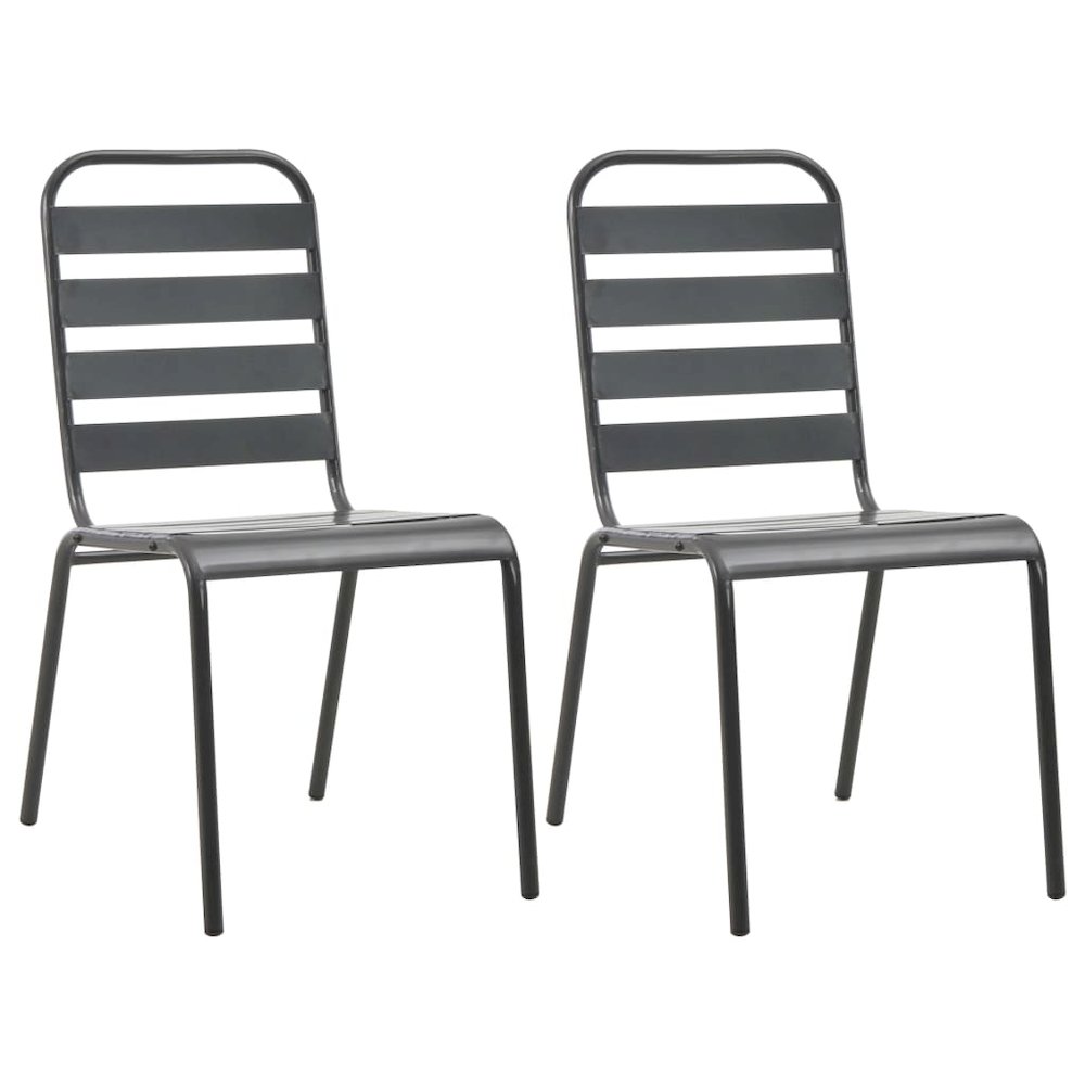 Outdoor Chair Set of 2 Dark Grey E-coated and powder-coated steel. Picture 1