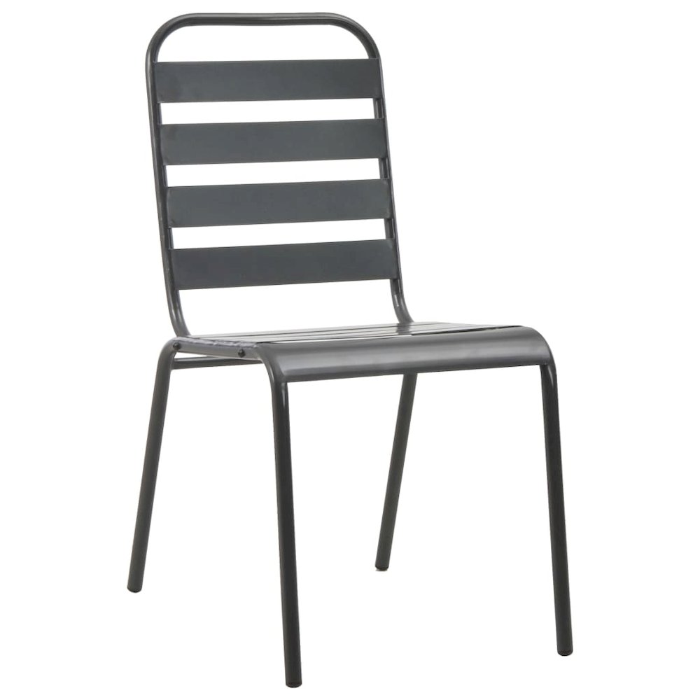 Outdoor Chair Set of 2 Dark Grey E-coated and powder-coated steel. Picture 2