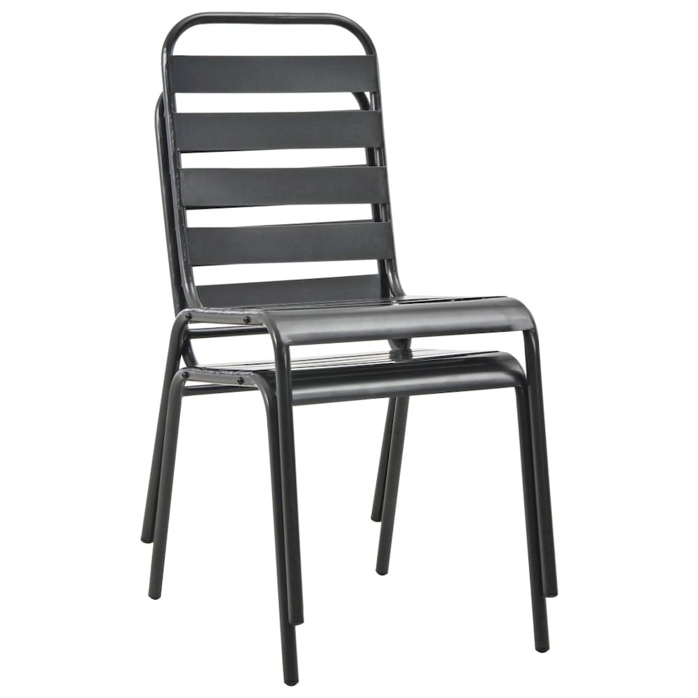 Outdoor Chair Set of 2 Dark Grey E-coated and powder-coated steel. Picture 7