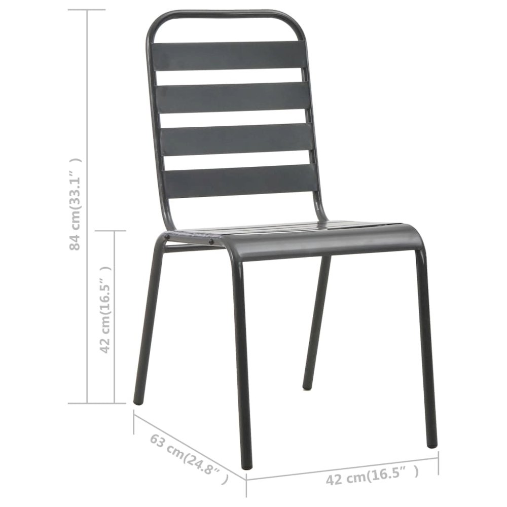Outdoor Chair Set of 2 Dark Grey E-coated and powder-coated steel. Picture 8