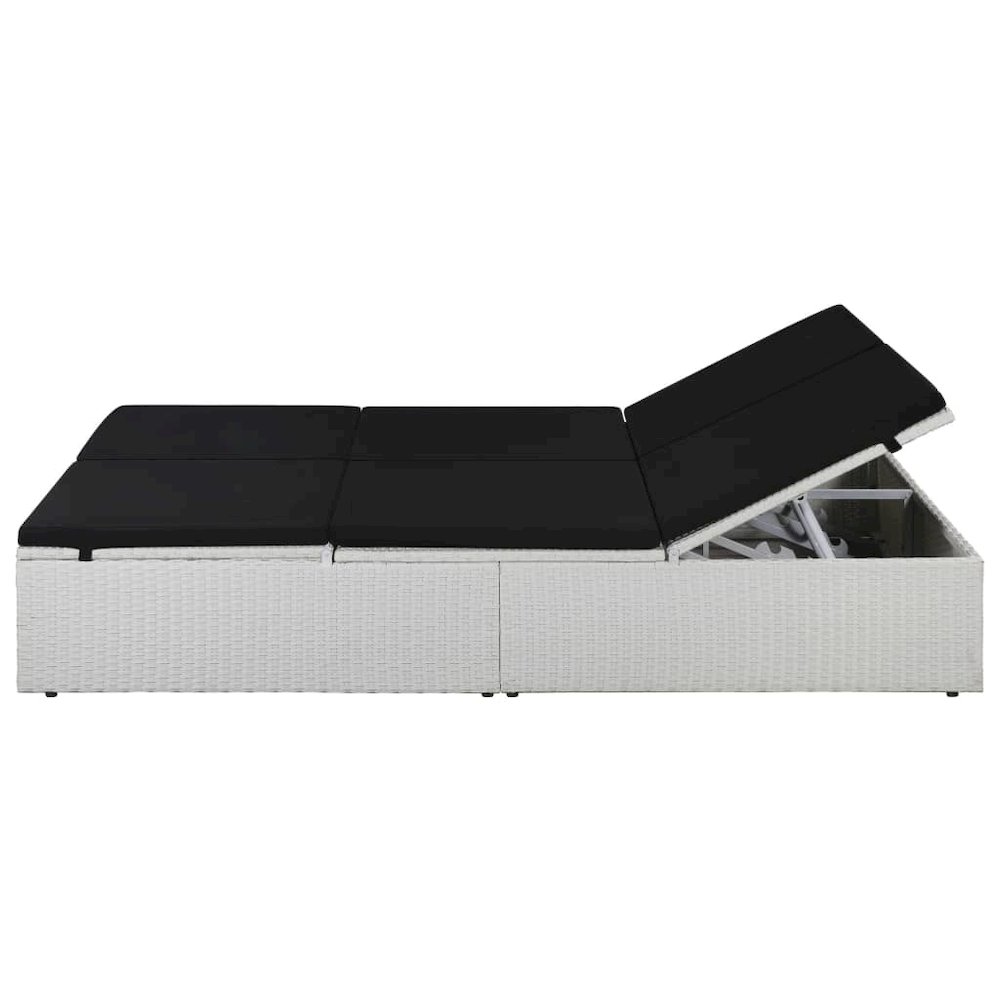 Sunlounger White and Black Poly Rattan and Powder-Coated Steel. Picture 3