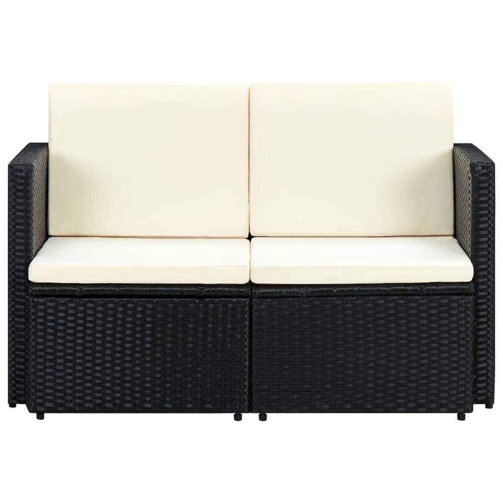 Sofa Black PE rattan 46.5 in x 25.6 in x 29.1 in Removable Covers. Picture 2