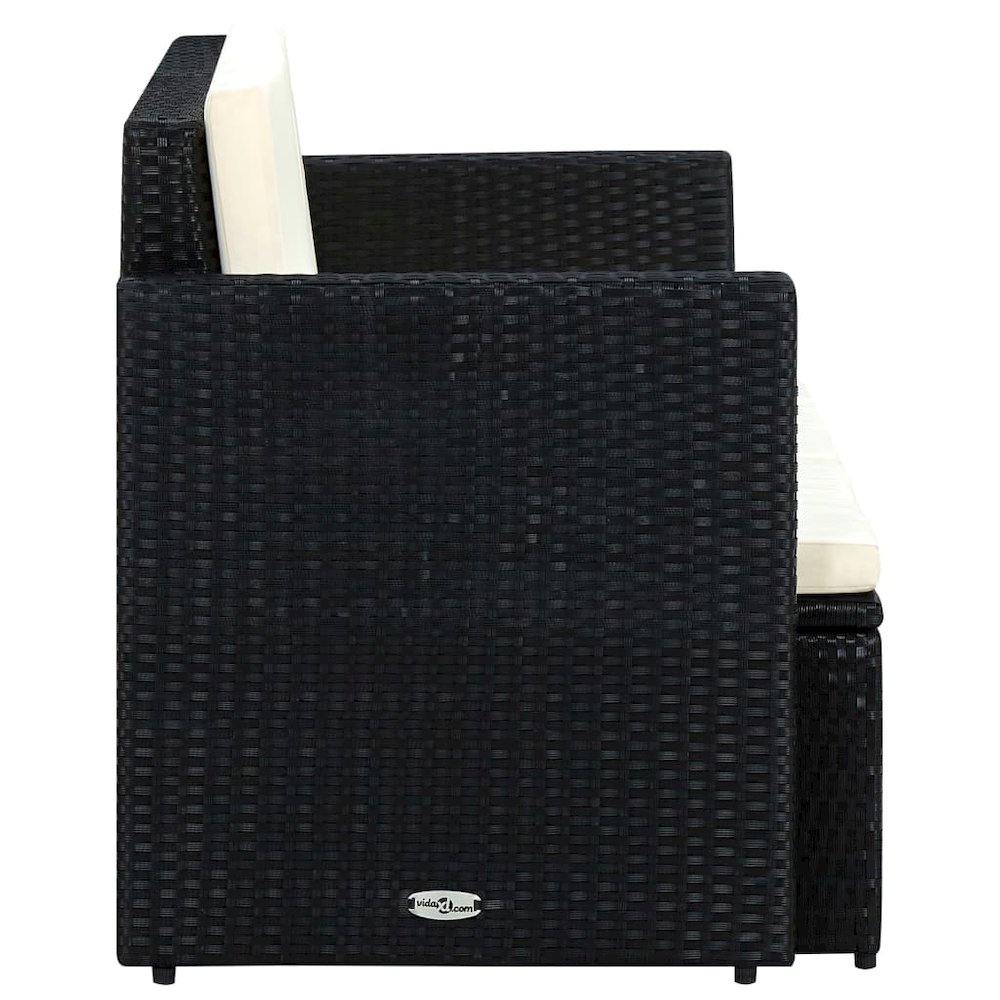 Sofa Black PE rattan 46.5 in x 25.6 in x 29.1 in Removable Covers. Picture 3