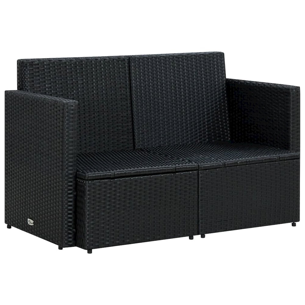 Sofa Black PE rattan 46.5 in x 25.6 in x 29.1 in Removable Covers. Picture 5