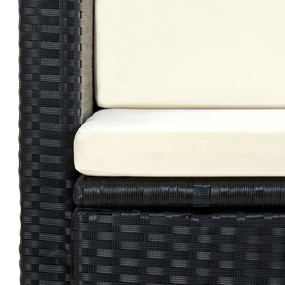 Sofa Black PE rattan 46.5 in x 25.6 in x 29.1 in Removable Covers. Picture 6